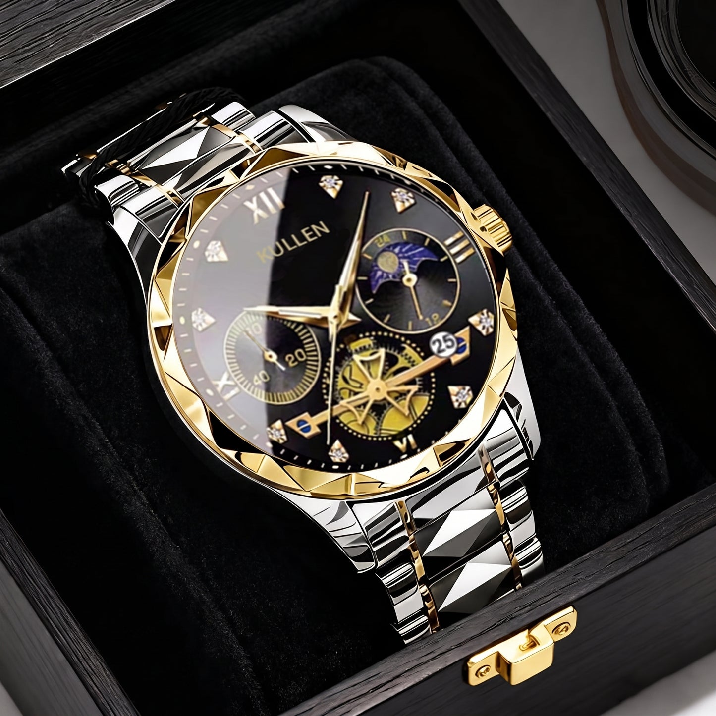 Men's Luminous Chronograph Quartz Watch in Gold