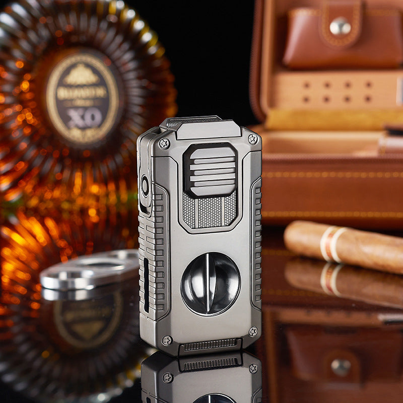 5-in-1 Refillable Cigar Torch Lighter with Cutter