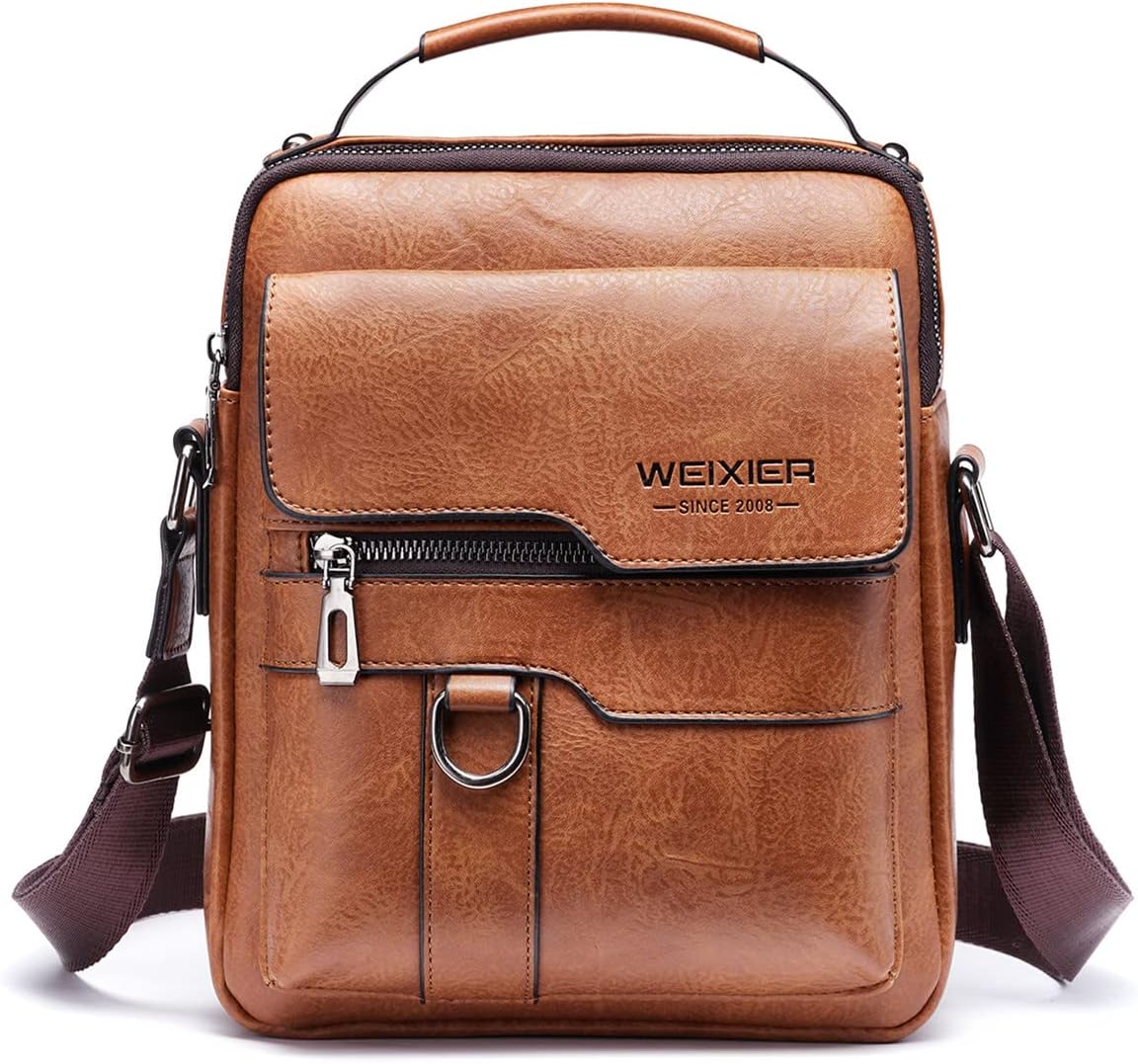Zipper Buckle Leather Messenger Bag