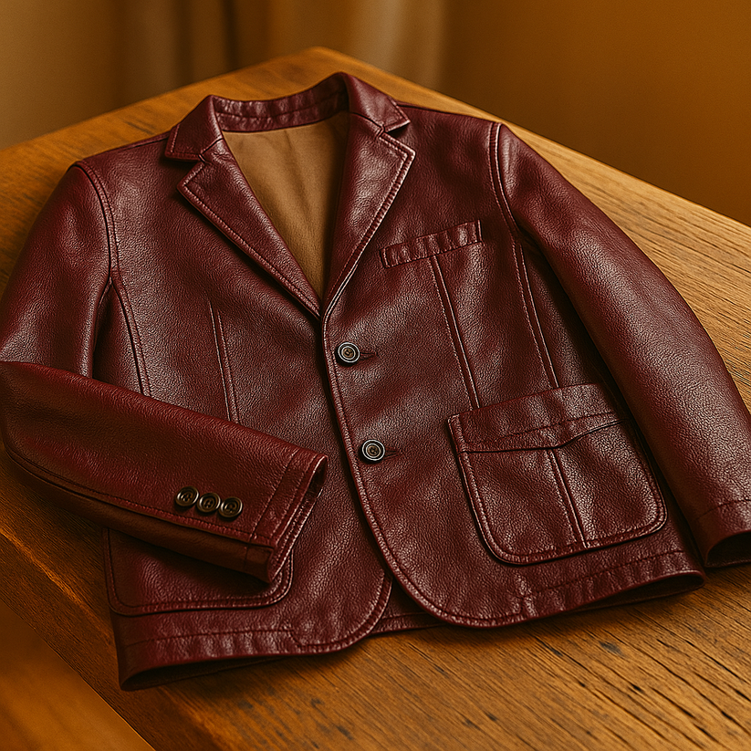 Men's Black Faux Leather Blazer - Slim Fit. Casual. Business Casual.