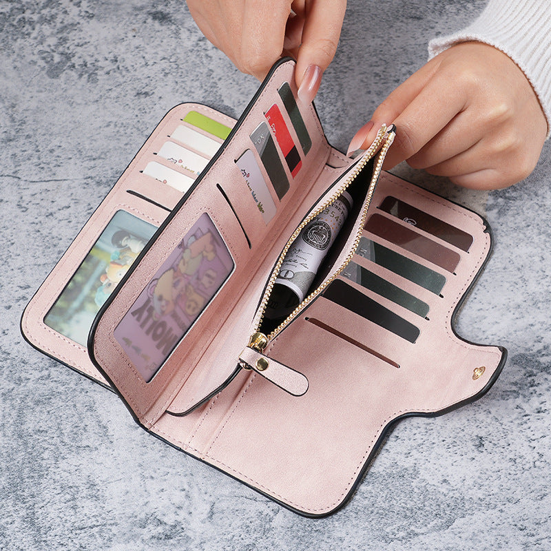 Women’s Large-Capacity RFID Trifold Wallet