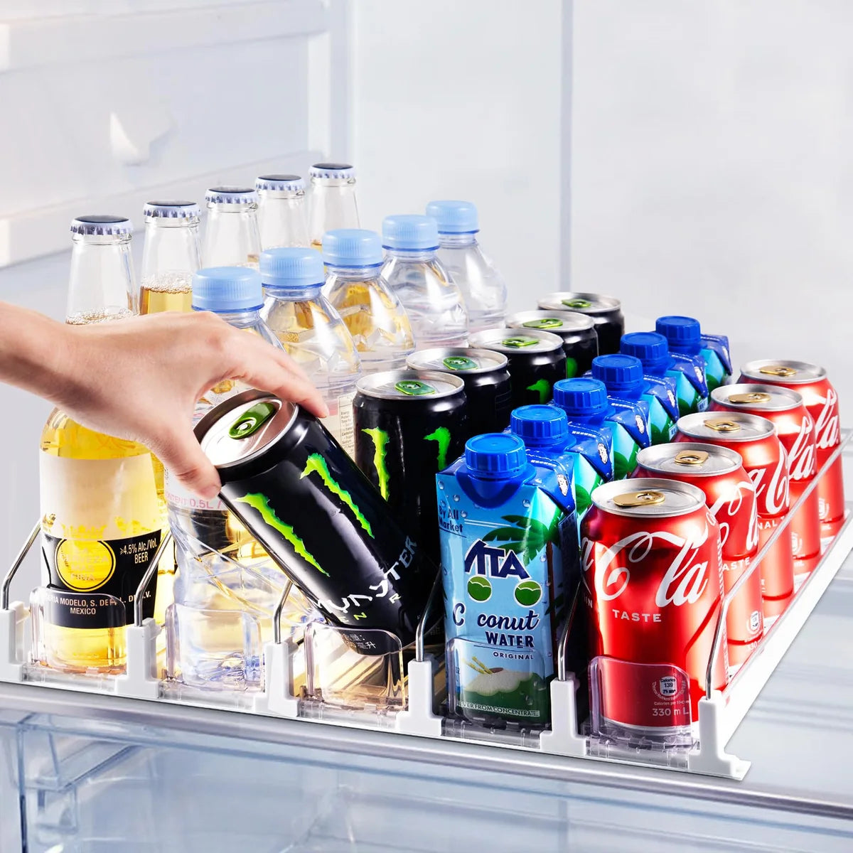 Automatic Refrigerator Drink Pusher Organizer