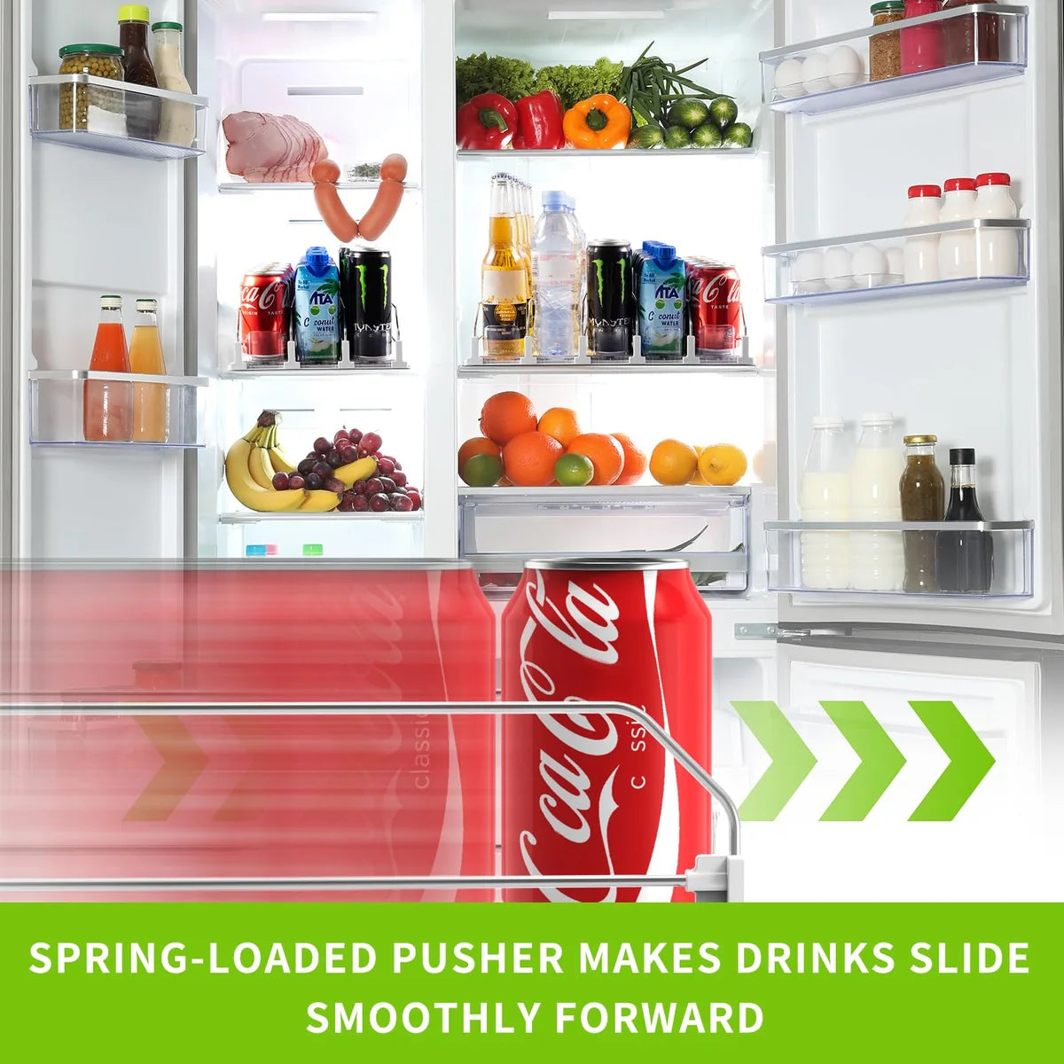 Automatic Refrigerator Drink Pusher Organizer