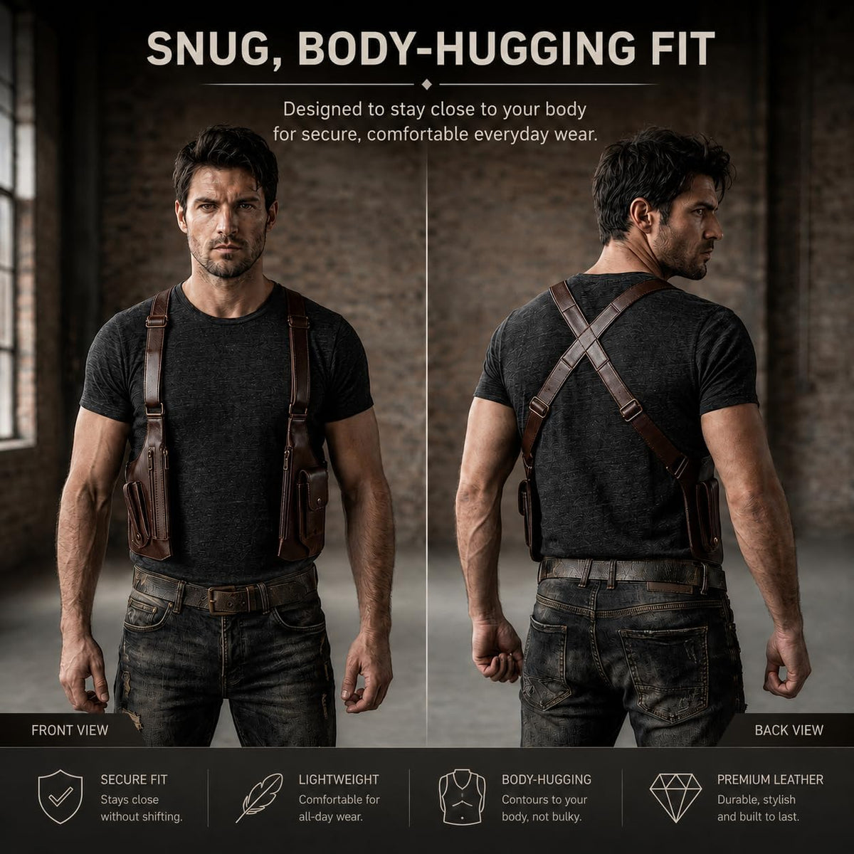 Men's Outdoor Leather Sports Chest Bag