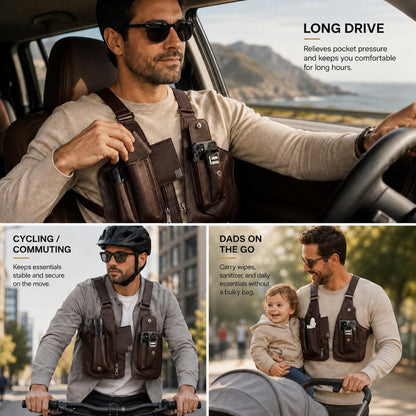 Men's Outdoor Leather Sports Chest Bag