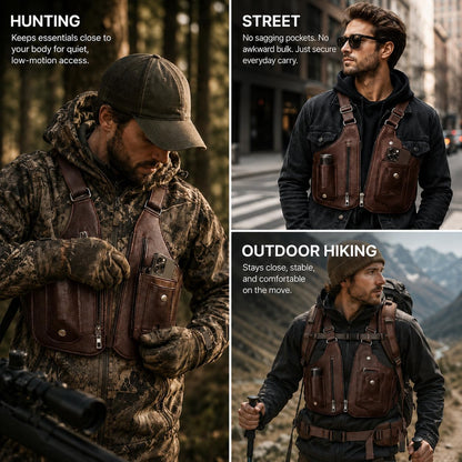 Men's Outdoor Leather Sports Chest Bag