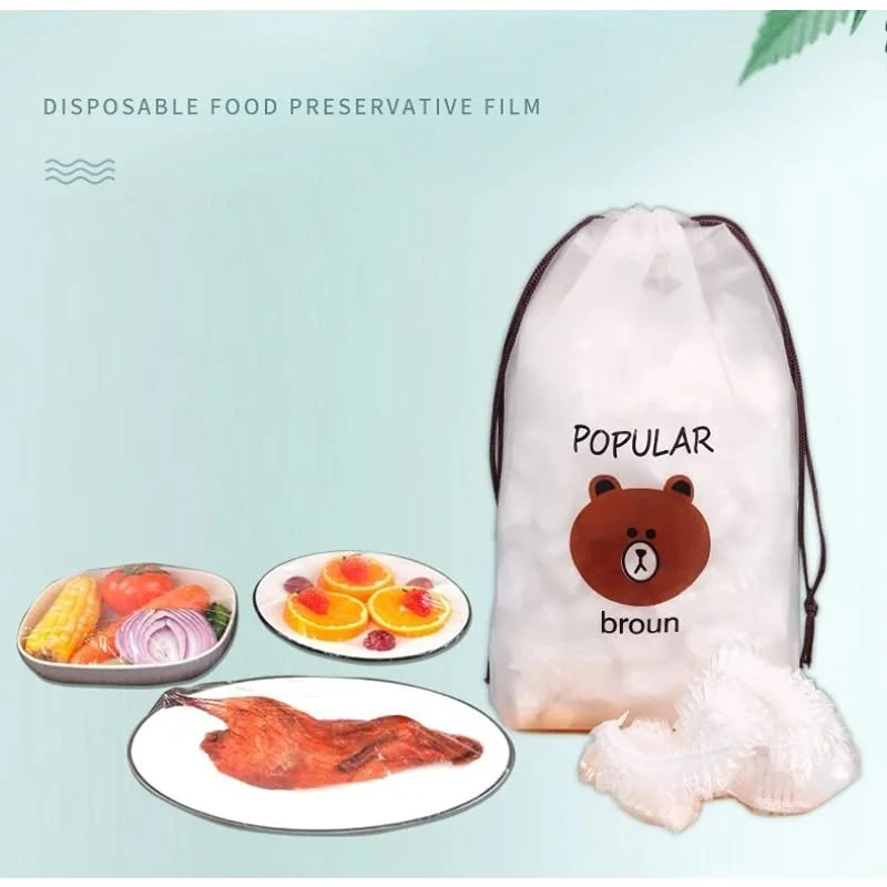 Disposable Elastic Food Covers – 200 Pack