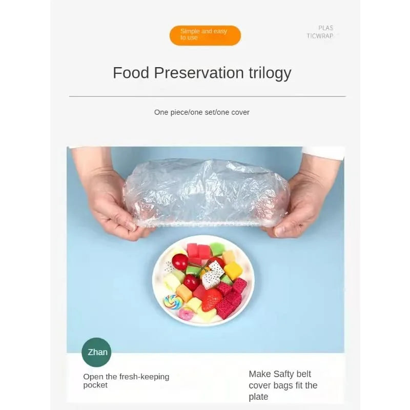 Disposable Elastic Food Covers – 200 Pack