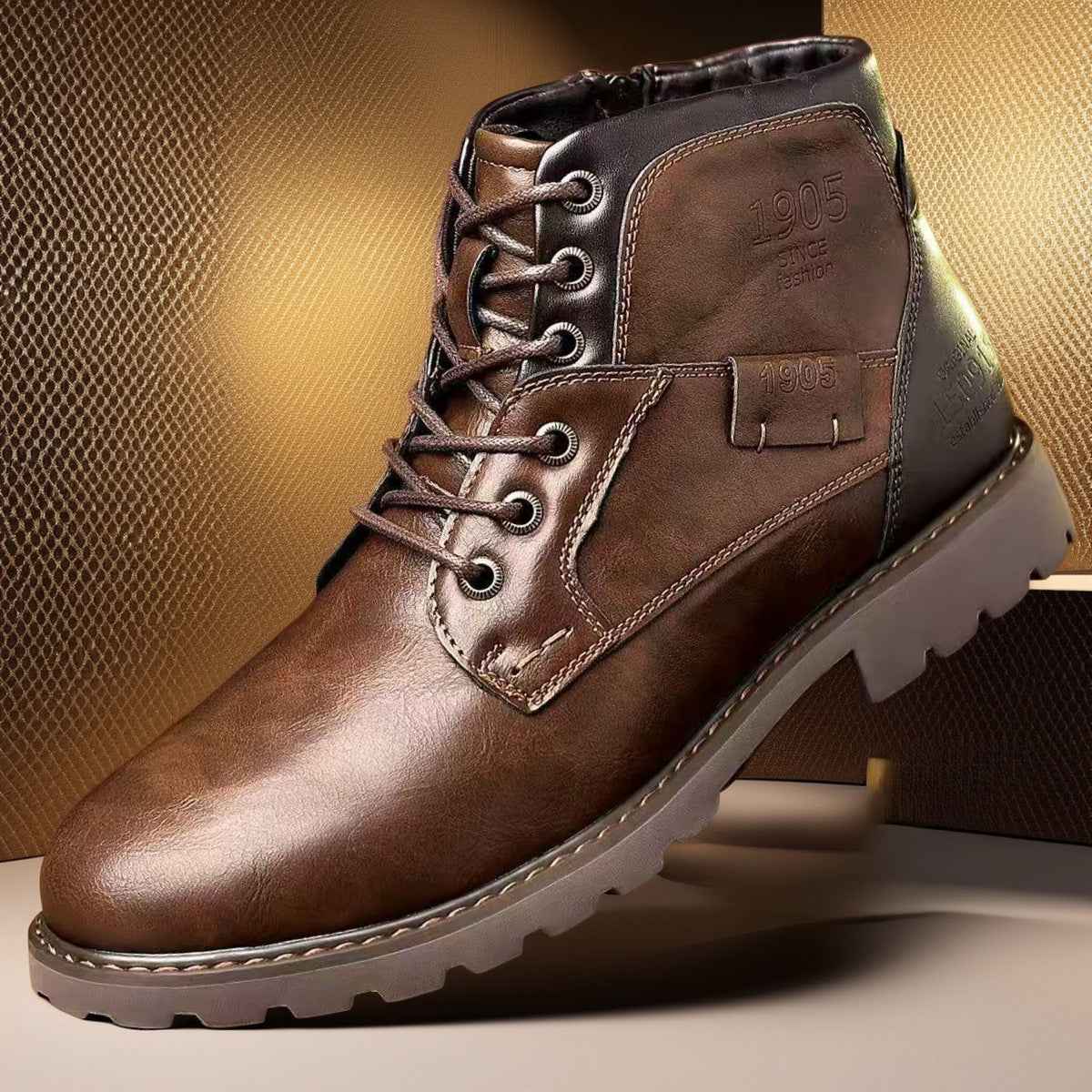 Quality Shoes for Men 2026 Botines - Men's Casual Pointed Toe Leather Lace-Up Ankle Work Boots