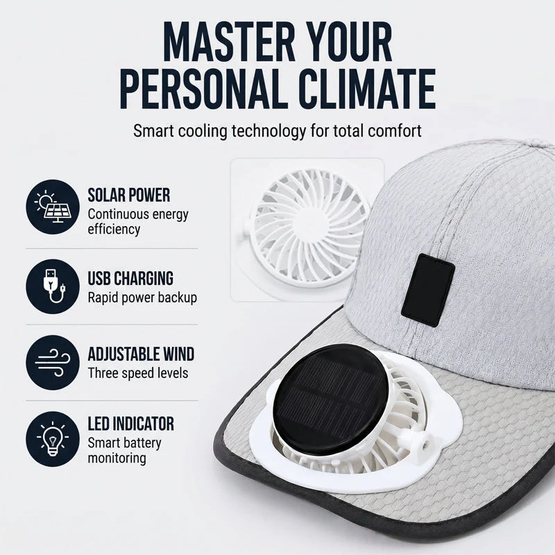Breathable Solar Cooling Fan Baseball Cap Sun Hat