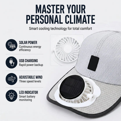 Breathable Solar Cooling Fan Baseball Cap Sun Hat