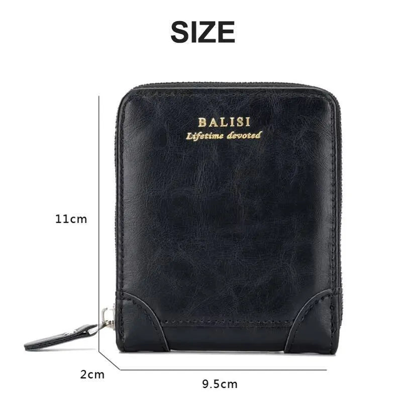 Vintage Minimal Zipper Multifunctional Men Cardholder