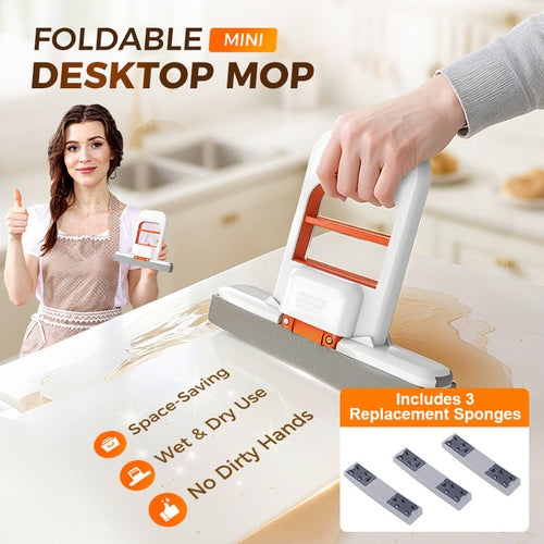 Mini Mop Self-Wringing & Portable – Includes 3 Replacement Sponges