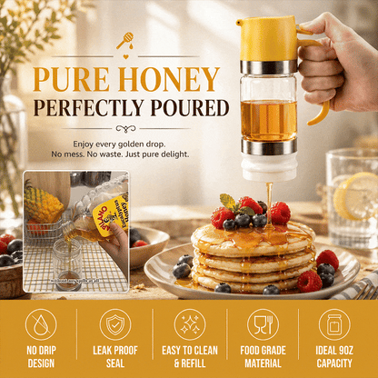 Food Grade High Borosilicate Glass Honey Dispenser, Press Type Drip Bottle