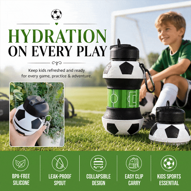 ⚽ Football Water Bottle 18 oz BPA-Free for Boys and Girls Buy 1 Get 1 Free