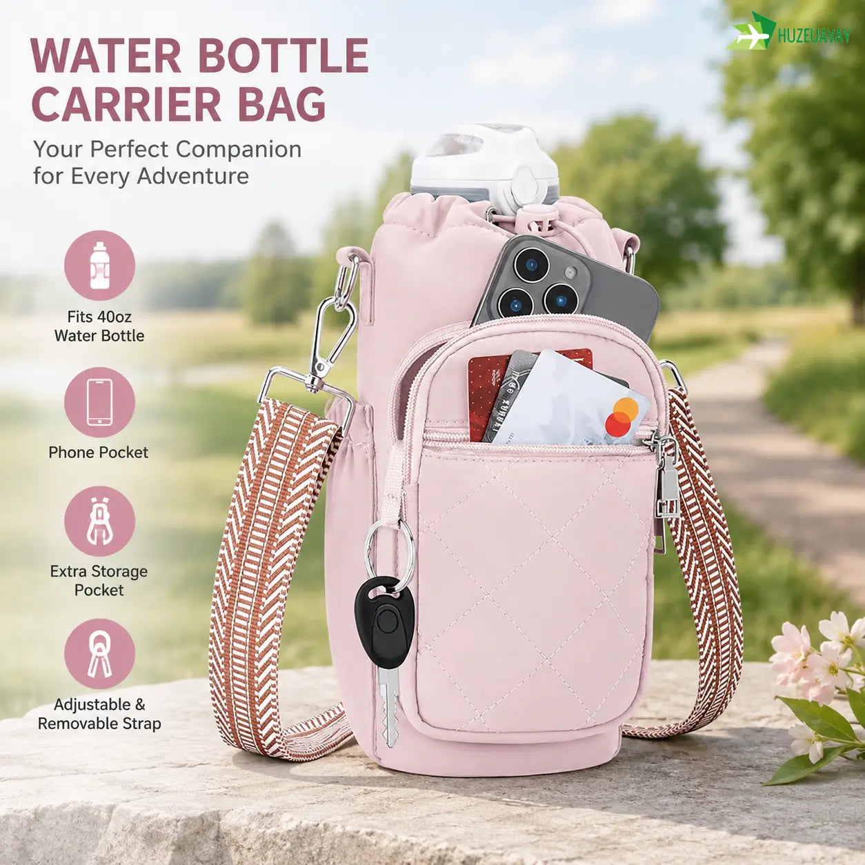 Shoulder Bag with Water Bottle Pocket