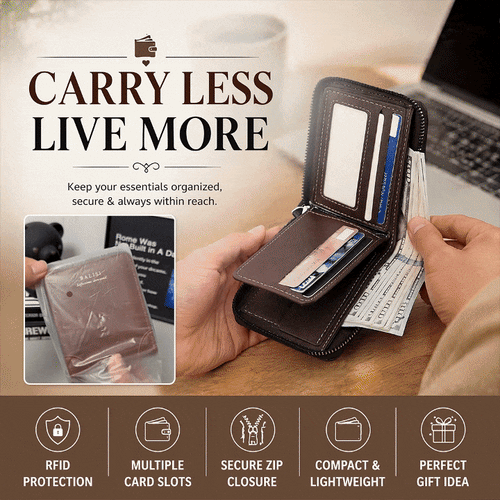 Vintage Minimal Zipper Multifunctional Men Cardholder