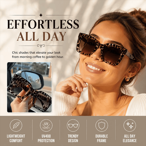 Stylish Oversized Leopard Print Sunglasses 2 Pack