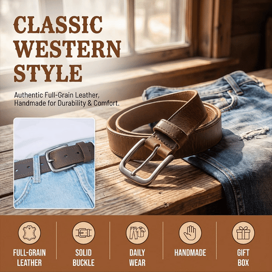 Men's Full-Grain Leather Casual Handmade Belt