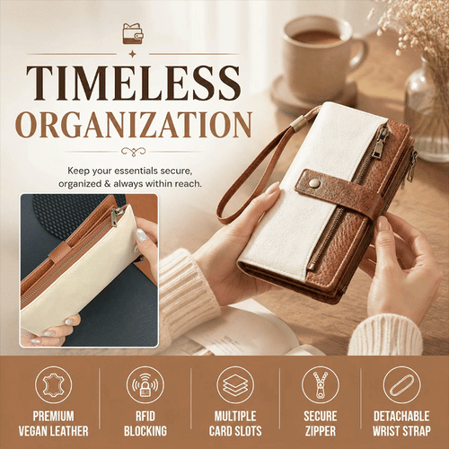 Women's Long RFID-Blocking Multi-Card Wallet
