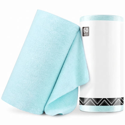 New Easy Tear-Away Microfiber Towel Roll (50-Pack) - Ultra-Absorbent, Eco-Friendly & Lint-Free