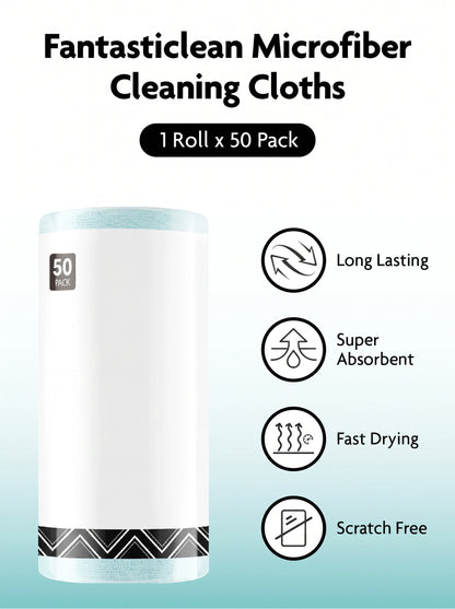 New Easy Tear-Away Microfiber Towel Roll (50-Pack) - Ultra-Absorbent, Eco-Friendly & Lint-Free