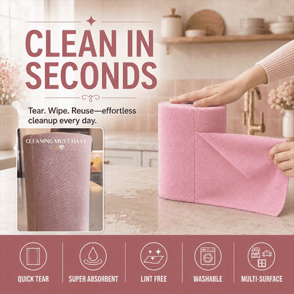 New Easy Tear-Away Microfiber Towel Roll (50-Pack) - Ultra-Absorbent, Eco-Friendly & Lint-Free