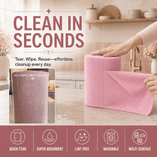 New Easy Tear-Away Microfiber Towel Roll (50-Pack) - Ultra-Absorbent, Eco-Friendly & Lint-Free