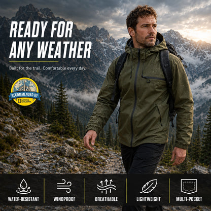Men’s Waterproof Packable Hooded Shell Jacket