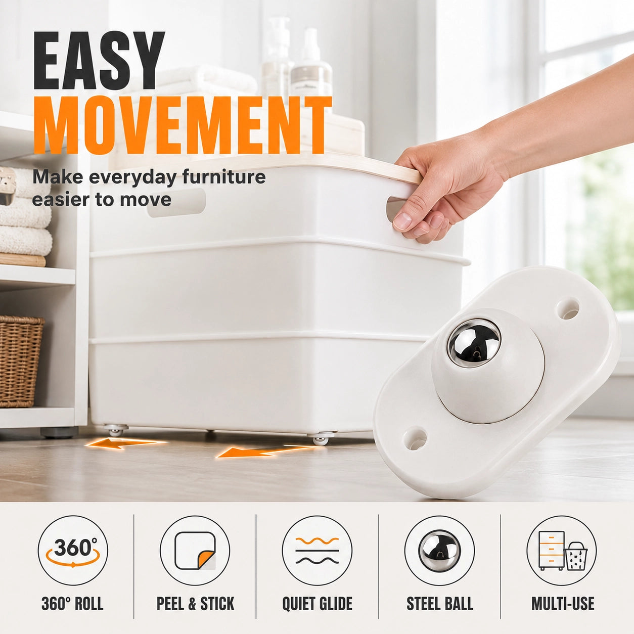 Self-Adhesive Ball Transfer Caster Wheels – 8 Pack