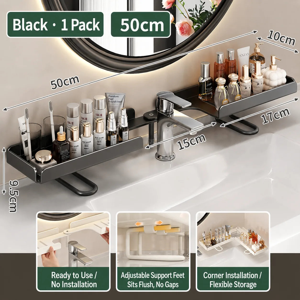 50 cm Foldable Countertop and Cabinet Organizer Rack