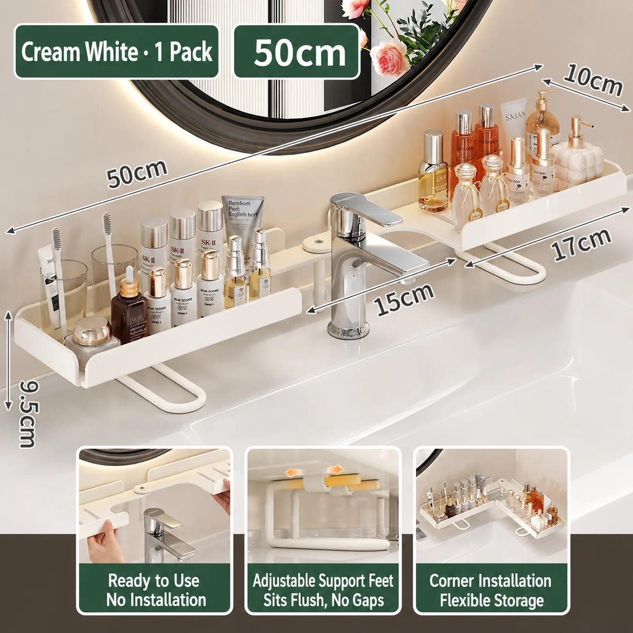50 cm Foldable Countertop and Cabinet Organizer Rack