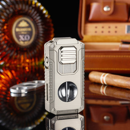 5-in-1 Refillable Cigar Torch Lighter with Cutter