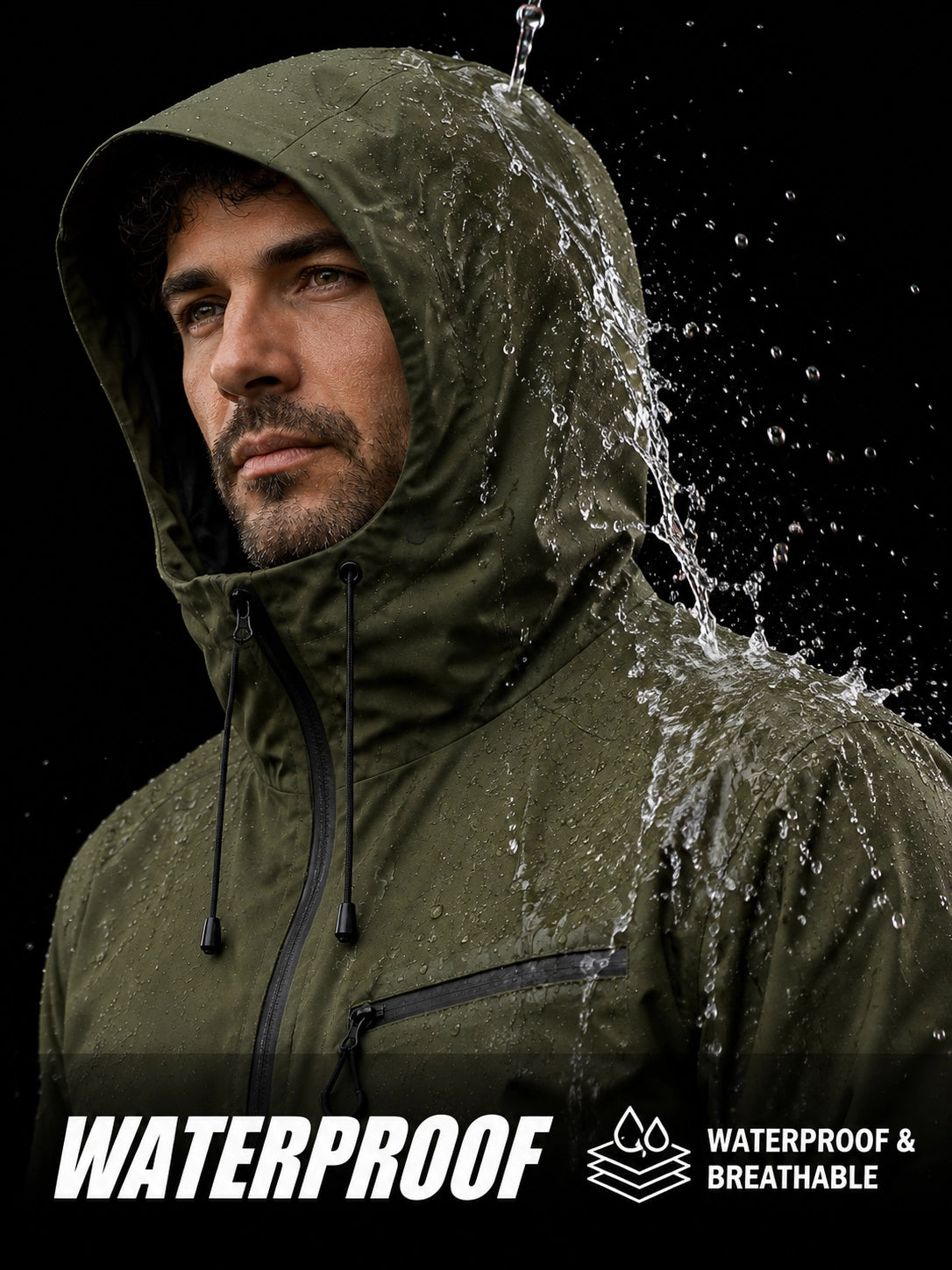 Men’s Waterproof Packable Hooded Shell Jacket