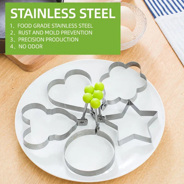 5 Pcs Stainless Steel Fried Egg Moulds