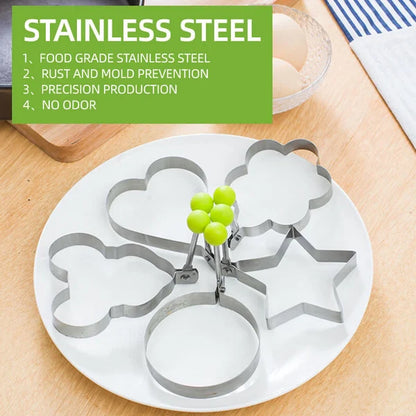 5 Pcs Stainless Steel Fried Egg Moulds
