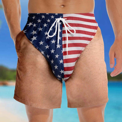 🇺🇸 Funny Patriotic Men's Swim Trunks – Freedom & Chill Summer Beach Shorts 🏖️😎