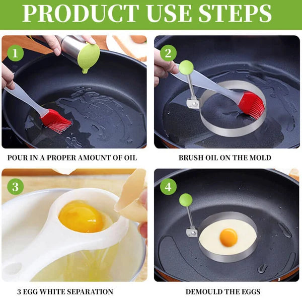 5 Pcs Stainless Steel Fried Egg Moulds