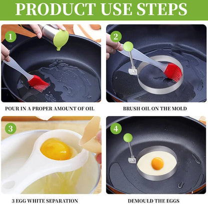 5 Pcs Stainless Steel Fried Egg Moulds