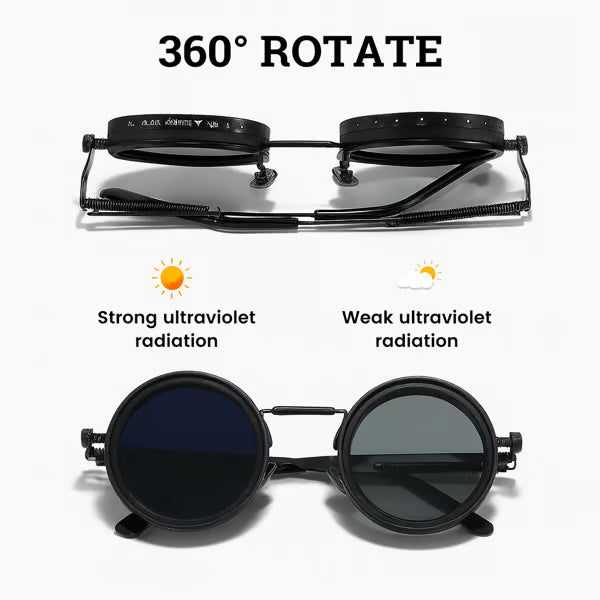 Retro Round Steampunk Polarized Sunglasses – BY-8131 Vintage Metal Frame UV400 Shades for Men & Women