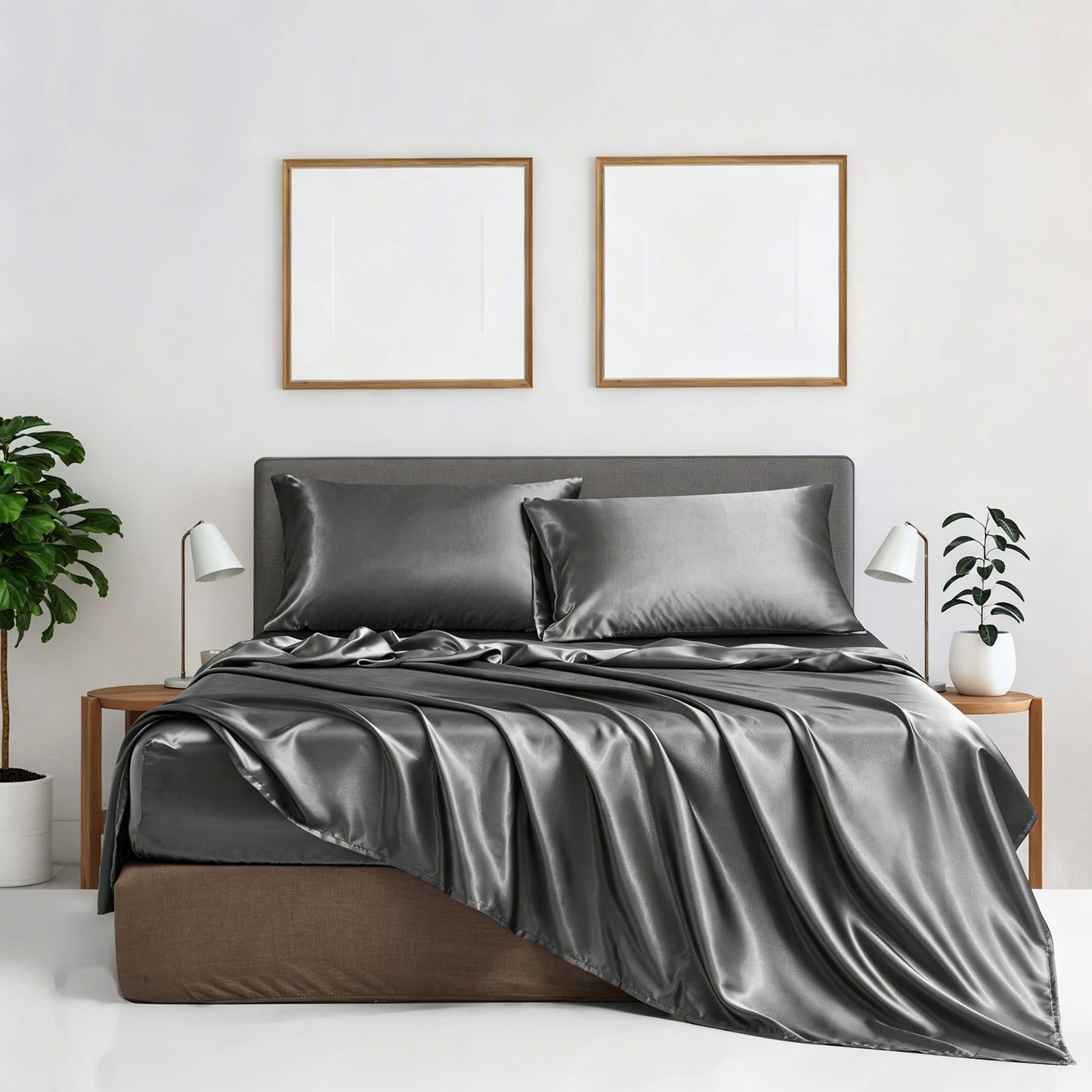 Cooling Polyester Satin Fitted Sheet 4-Piece Bedding Set