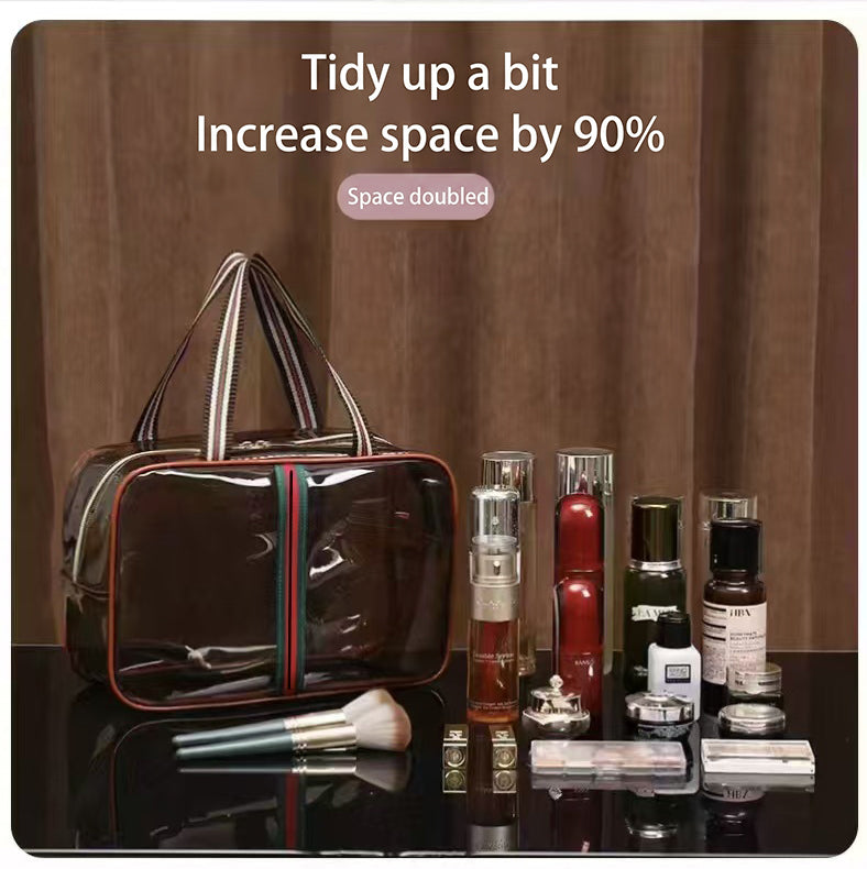 Retro Clear Waterproof Travel Makeup Organizer Bag 3 Pack Set