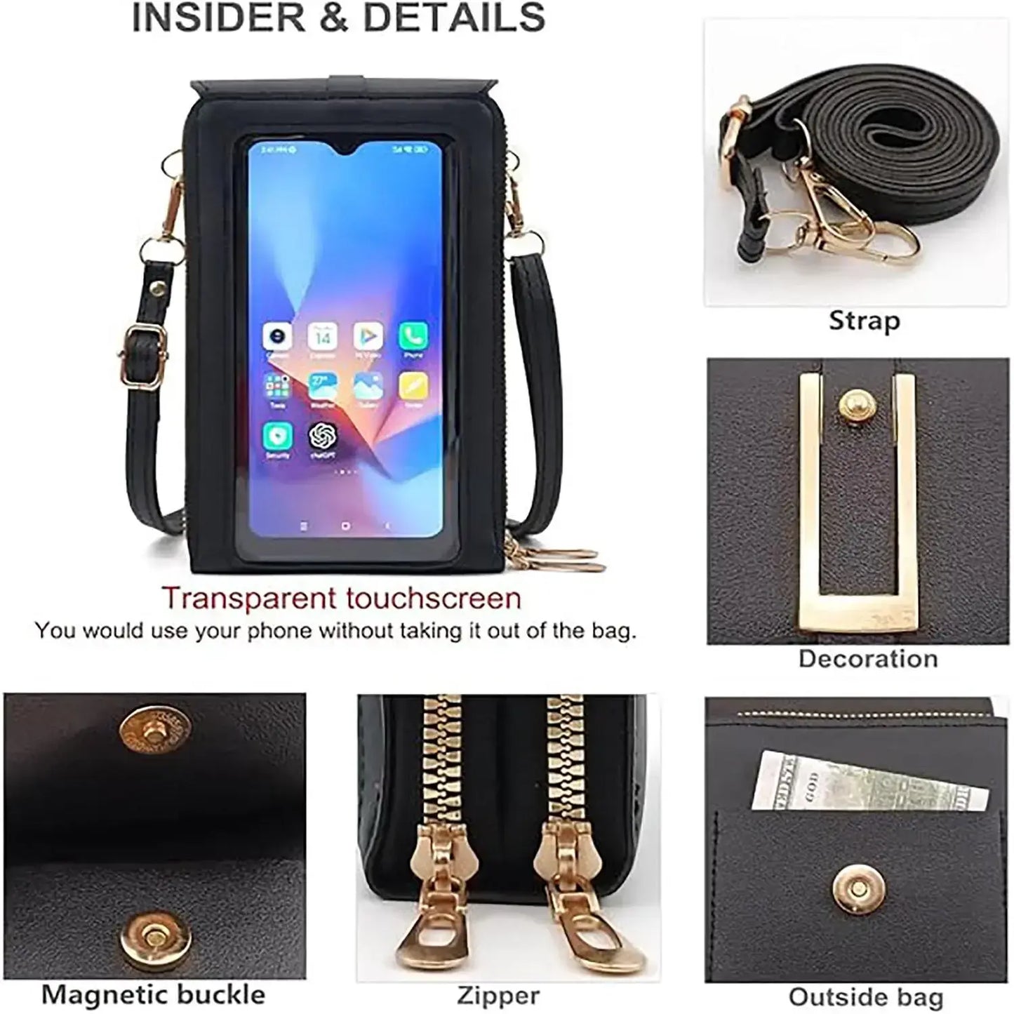 Crossbody Touchscreen Phone Wallet
