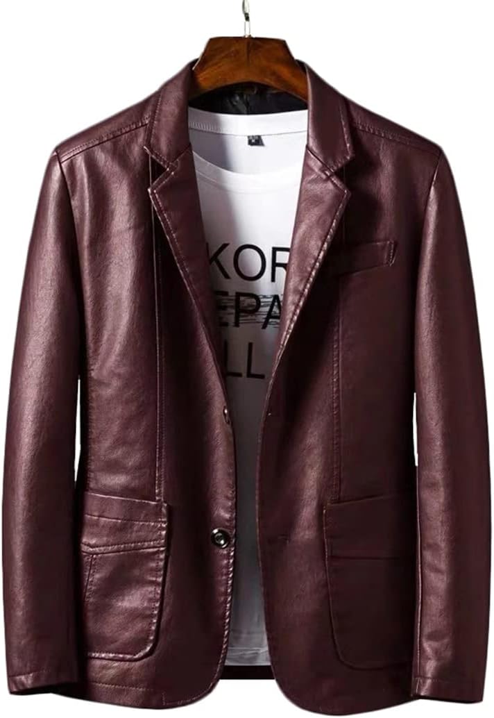 Men's Black Faux Leather Blazer - Slim Fit. Casual. Business Casual.