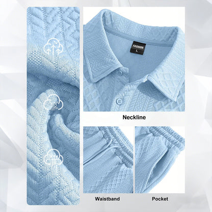 Men's 2 Pieces Outfits Casual Polo Shirt and Shorts Set