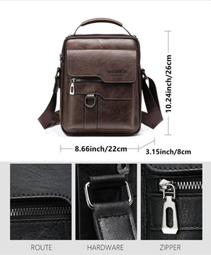 Zipper Buckle Leather Messenger Bag