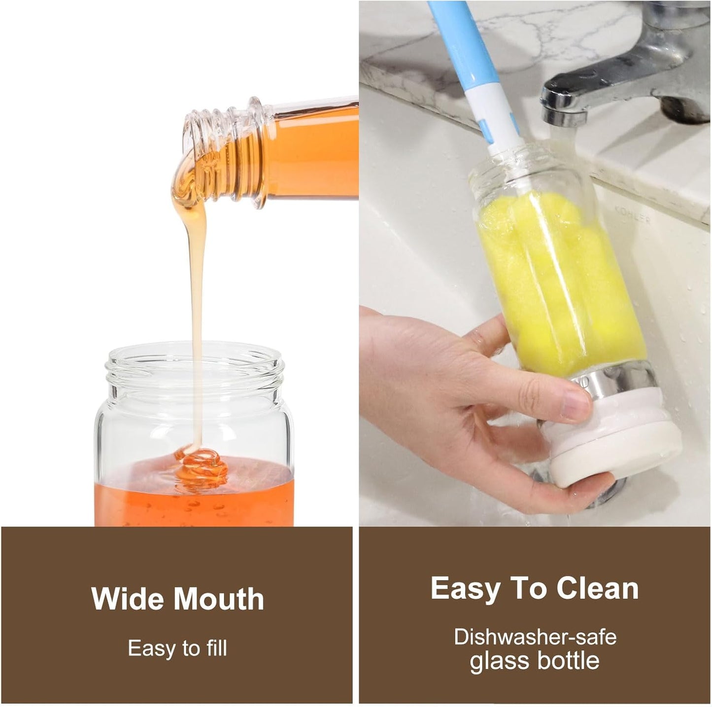 Food Grade High Borosilicate Glass Honey Dispenser, Press Type Drip Bottle