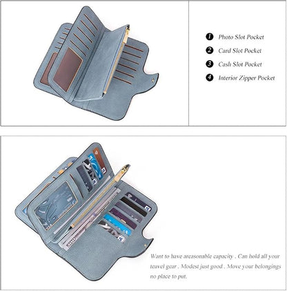 Women’s Large-Capacity RFID Trifold Wallet