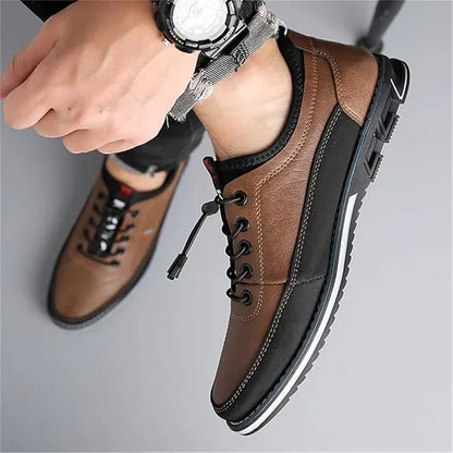 Men’s Two-Tone Leather Casual Walking Shoes