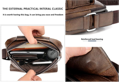 Zipper Buckle Leather Messenger Bag